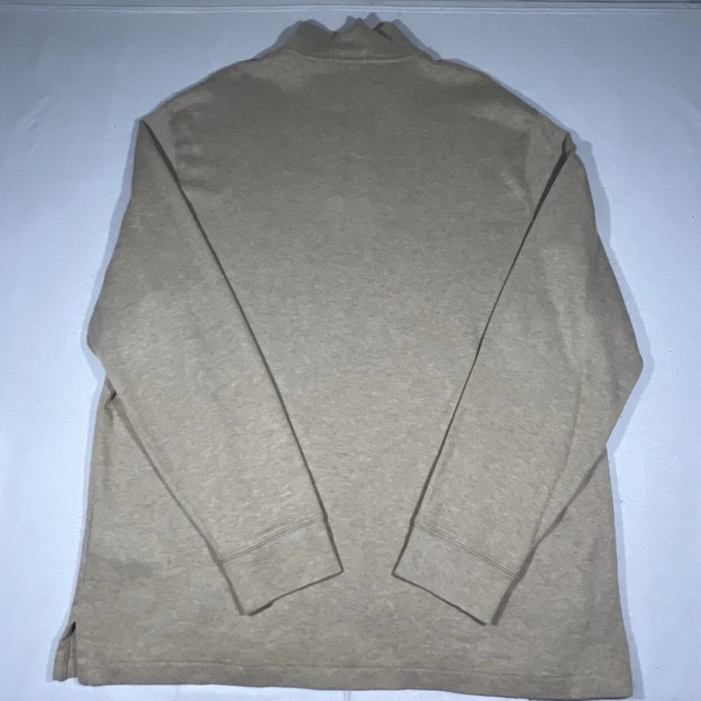 Polo Ralph Lauren Estate Rib‎ Mockneck Quarter Zip Pullover Sweater Tan Size XL